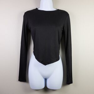 Wild Love Black Cropped Long Sleeve Top Size Large